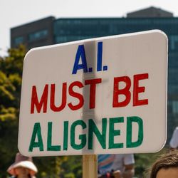 Vancouver, Canada - August 26,2023: A.I. Ethics and Safety Rally in front of Vancouver Art Gallery. A.I. must be aligned
