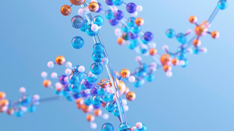 3D rendering of amino acids making up a protein molecule