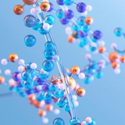 3D rendering of amino acids making up a protein molecule