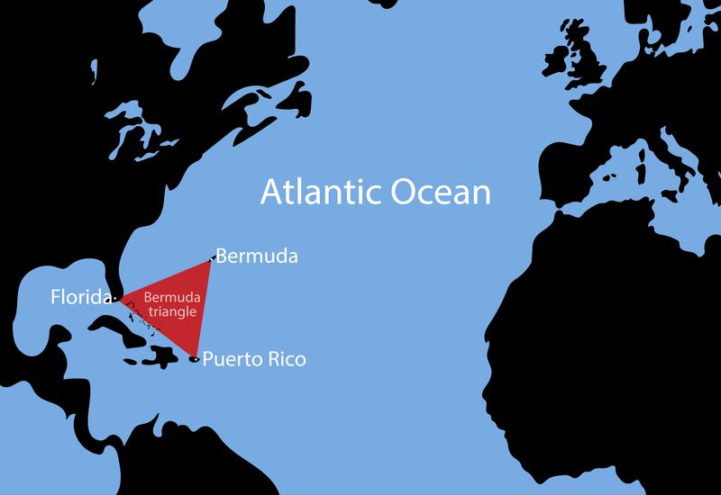 Schematic vector map of the Bermuda Triangle.