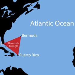 Schematic vector map of the Bermuda Triangle.