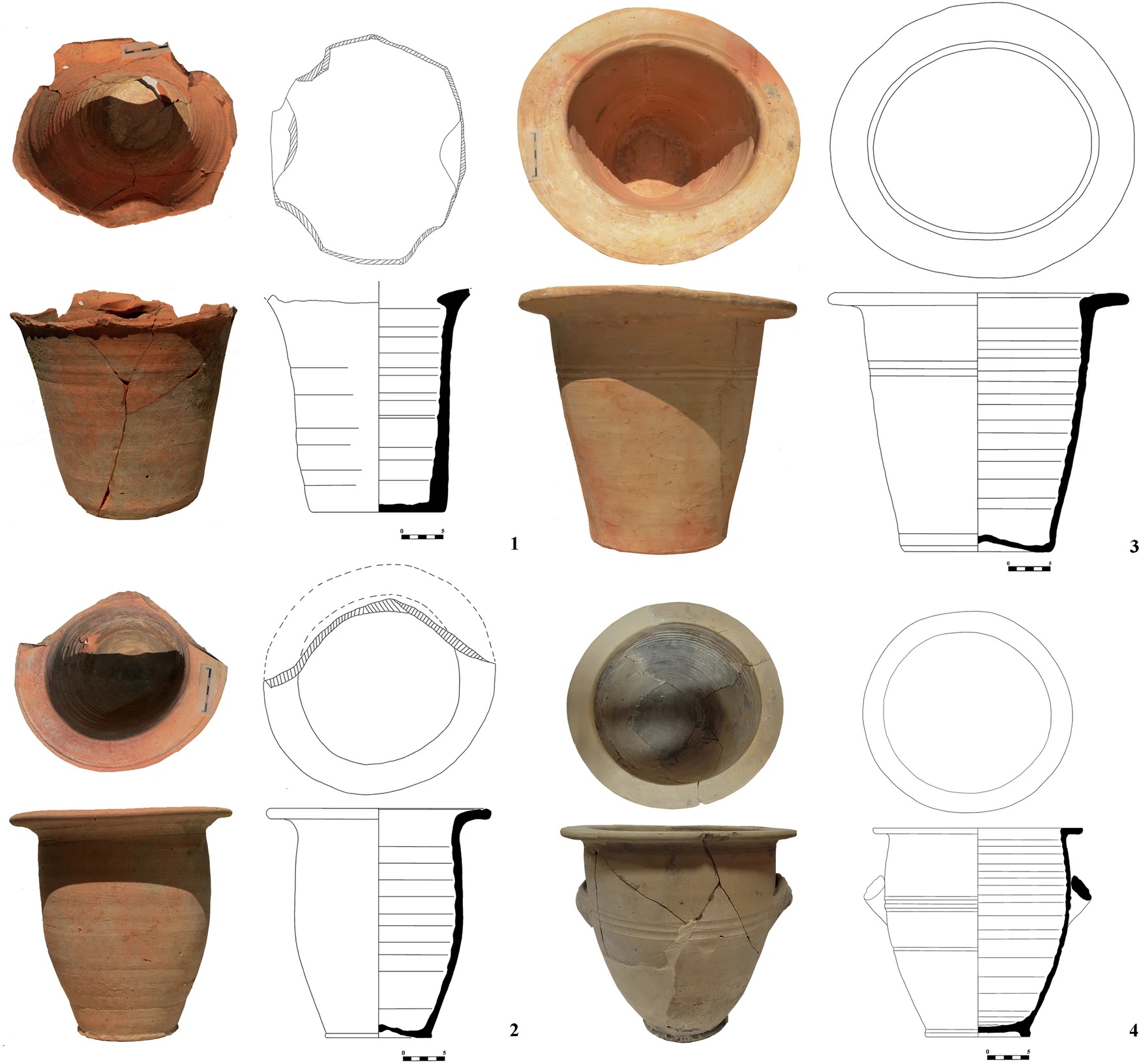 example photos and line drawings of Roman chamber pots