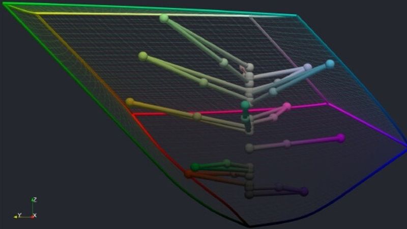 A visualization of paths through color space.