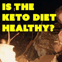 man eats steak