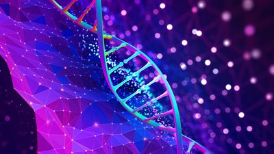 illustration of DNA on a purple background