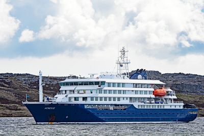 m/v Hondius ship photographed off Stanley, Falkland Islands