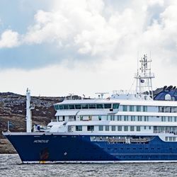 m/v Hondius ship photographed off Stanley, Falkland Islands