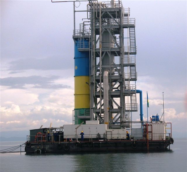 methane extraction platform on lake kivu