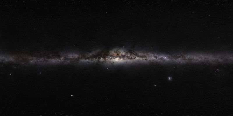 The thin band of the milky way and the dark gas clouds clearly visible in this great picture of the galaxy