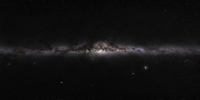 The thin band of the milky way and the dark gas clouds clearly visible in this great picture of the galaxy