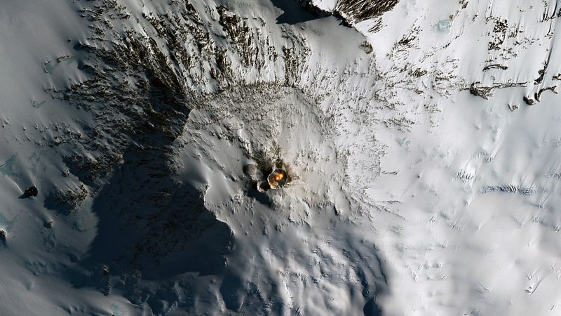 satellite view of mount erebus