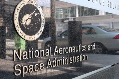 The logo outside the Nasa headquarters in washington DC