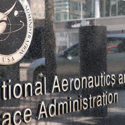 The logo outside the Nasa headquarters in washington DC