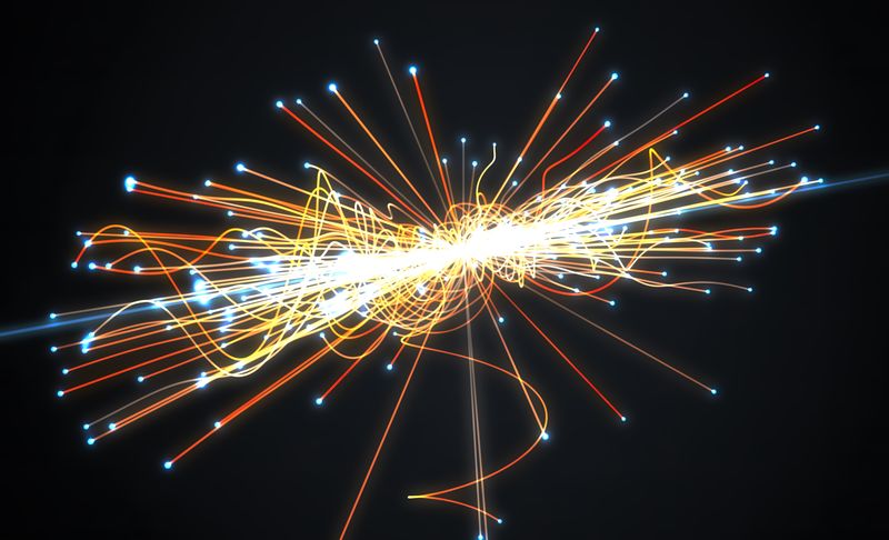 artist imprtesison of a collision between particles