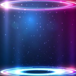 A neon lit holigraphic tube that implies teleportation