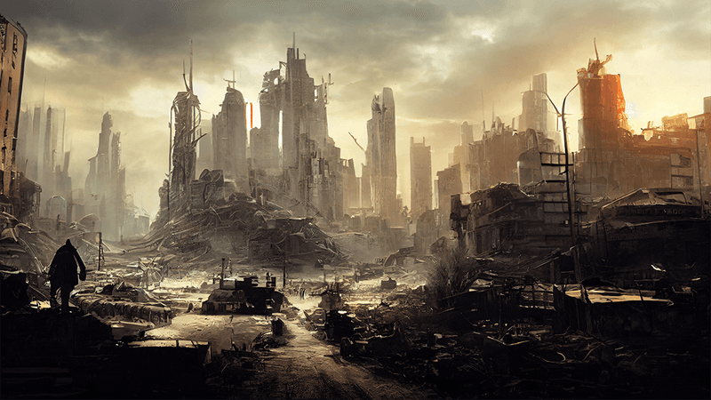 An apocalyptic city scene.