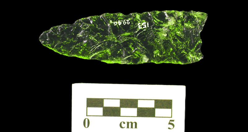 A Clovis projectile point made of quartz crystal