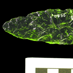 A Clovis projectile point made of quartz crystal