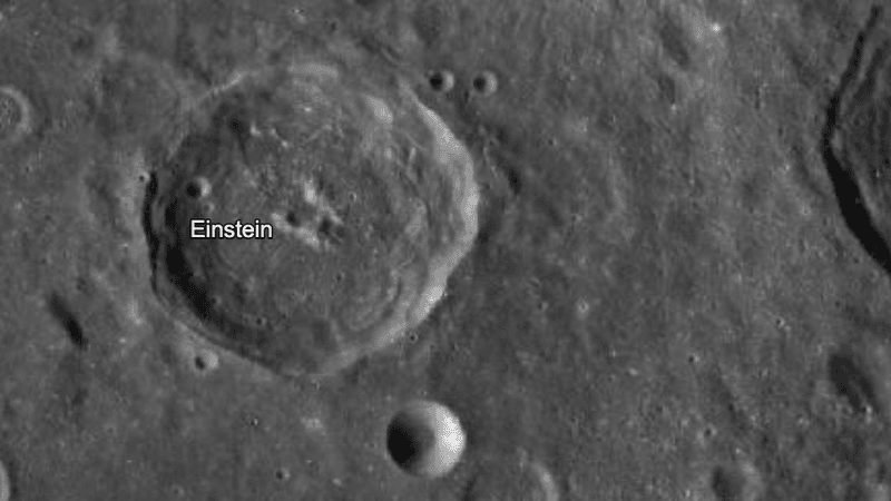 a wide crarater is seen in the lunar surface