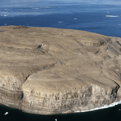 Hans Island in the High Arctic as seen from the air.