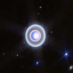 uranus and its rings are seen shining in this view from jwst