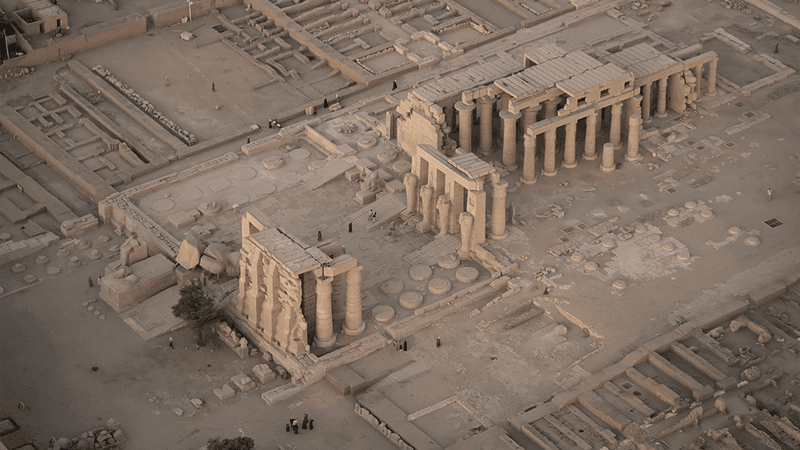 Ancient temples in Luxor, Egypt, at sunset.