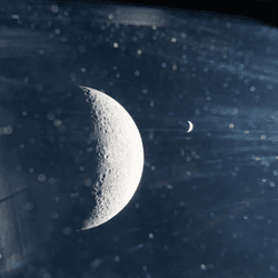 An half illuminated far side is seen in this image