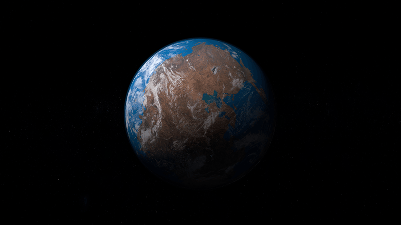 3D render of Earth from space, showing Pangea.